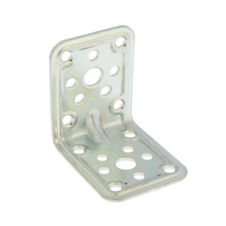 The corner is fixed, reinforced, 62x62x50x2 mm, zinc, in the package of 50 pcs.