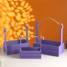 A set of wooden pots 3 in 1 (29 × 18 × 33; 25 × 15 × 30; 21 × 12 × 23) 