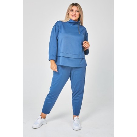 Female suit, size 64, gray-blue color