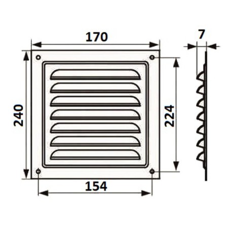 Ventilation grate Zein Lux RM1724C, 170 x 240 mm, with a grid, metal, galvanizing-6