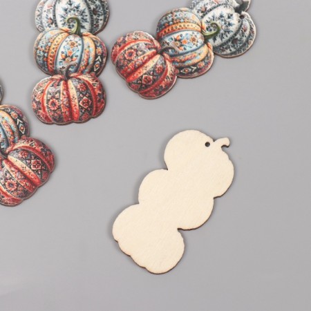 Decor for creativity wood "Three patterned pumpkins" 5.4x3.3x0.3 cm-1