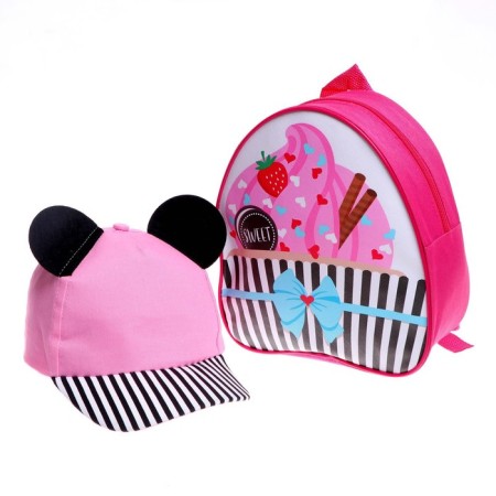 Children's set "Mouse", backpack 21x25 cm, cap rr. 52-54 cm-7