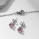 Set 2 objects: earrings, pendant pendant, pink color in silver