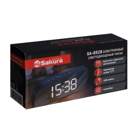 Sakura SA-8528, electronic, an alarm clock, 3HAAA, black-6