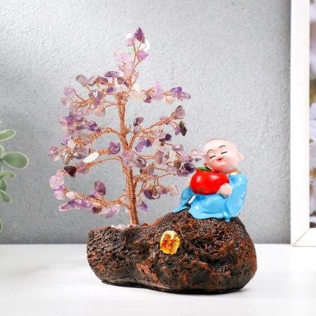Souvenir Bonsai 147 stones "Hotya with an apple by a tree with amethysts" 18x13x6 cm-1