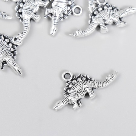 Decor for creativity Metal "Stegosavr" silver 2.6x1.2 cm-1