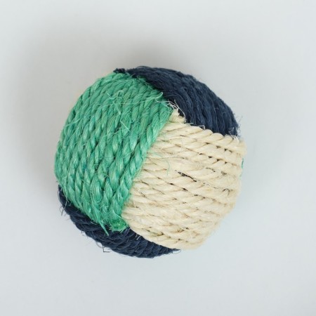 Ball intertwined from sisali, 6 cm, white/blue/green-1