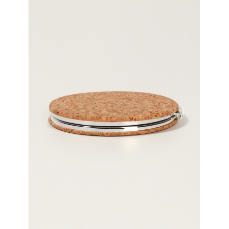 Folding mirror, d = 7.2 cm, with an increase, brown/orange color-3