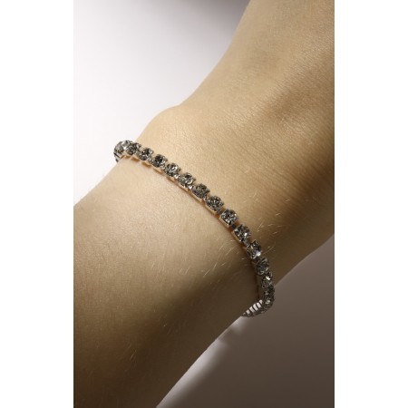 Bracelet with rhinestones "ice" elegance, 1 row, white color in silver, 18 cm-2