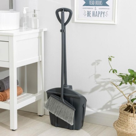Brush for the floor with a scoop-trap, with a lid, the color is gray-2
