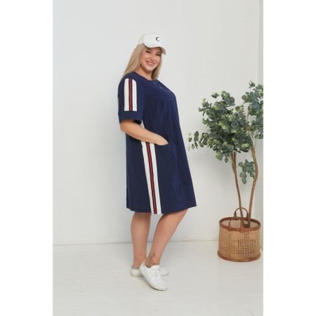 Women's dress, size 64, dark blue color-5