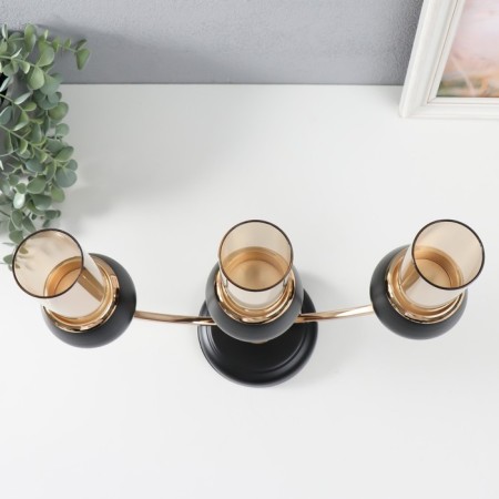 Summary Metal for 3 candles "Dark Knight" black matte with gold 36x24x12 cm-4