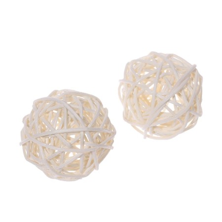 Decorative ball of vines, set 2 pcs., Size 1 pc. - 5 cm, white color-1