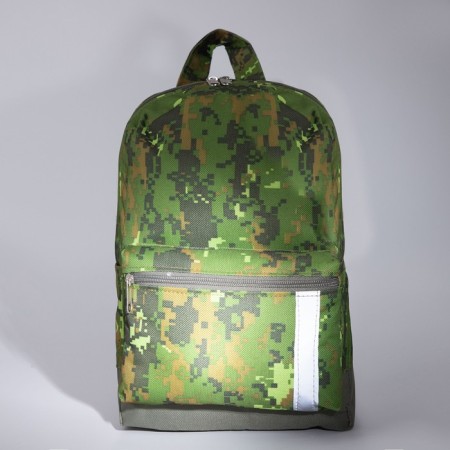 Baby backpack on lightning, external pocket, reflective strip, camouflage color/green-8