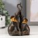 Polystone souvenir "Two African brown elephants" Golden ears 13.5x5x9.5 cm