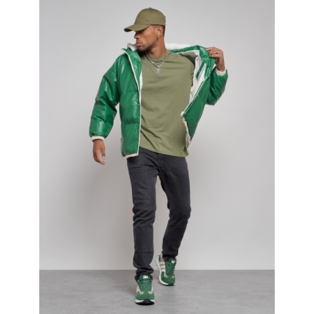 Eco -leather jacket men, size 48, green color-12