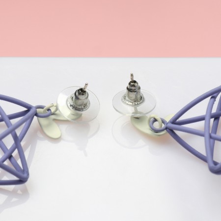 Earrings Metal "Starks" voluminous, white-violet color-2