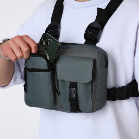 Babberry bag on lightning, 2 external pockets, color gray color-4
