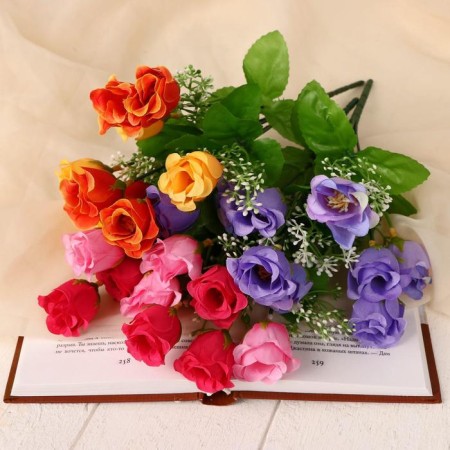 Bouquet "Rose with white flowers" 30 cm d-3 cm, mix-2