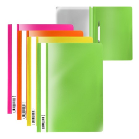 A4 140 μm folder, Erichkrause Fizzy Neon, Mix Neon, transparent top, up to 130 sheets