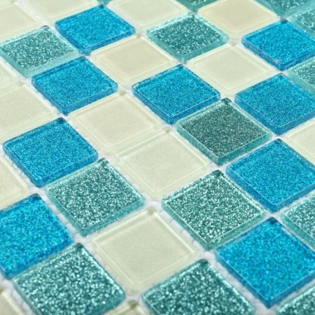 Glass mosaic Bonaparte, Shine Blue 300x300x4 mm-2