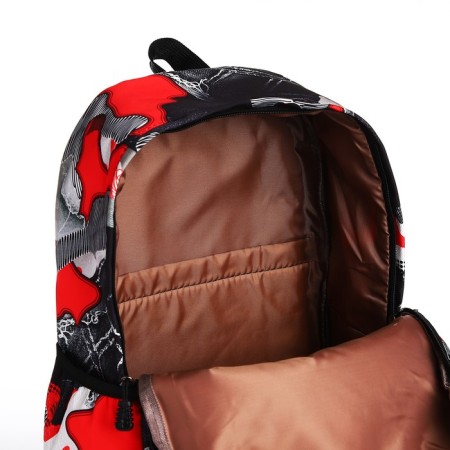 Youth backpack from textiles, 3 pockets, red/gray color-5