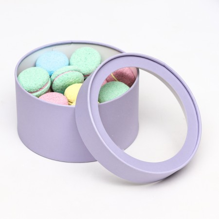 Set 2 in 1 round box "pale purple" with a window, 21 x 11 - 18 x 10 cm-3