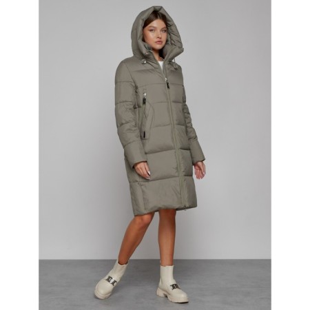 Coat insulated winter female, size 42, khaki color-6