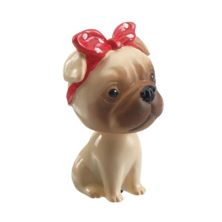 Dog on a car panel shocking his head, pug-3