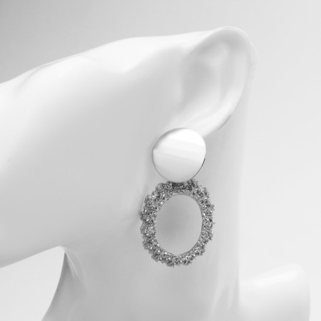 Earrings Metal "Eureka" oval, silver color