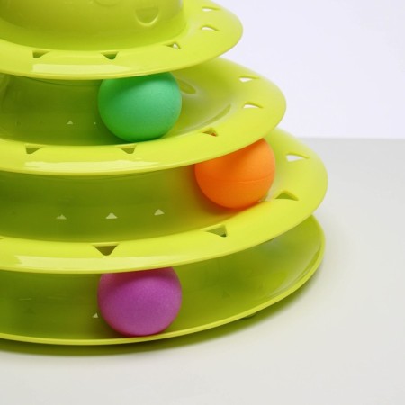 Game complex "Piggon" for cats with 3 balls, 24.5 x 24.5 x 13 cm, green-2