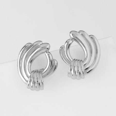 Earrings Metal "Atmosphere" Crown, Color Silver-1