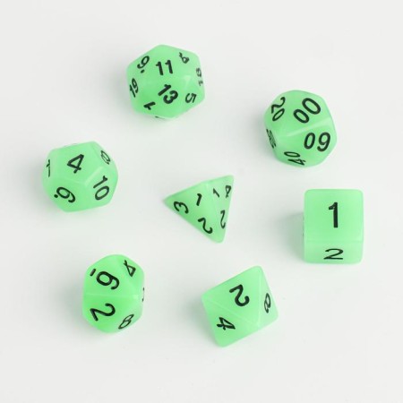 A set of cubes for D&D (Dungeons and Dragons, DND), series: D&D, "Shine", 7 pcs, luminous-1