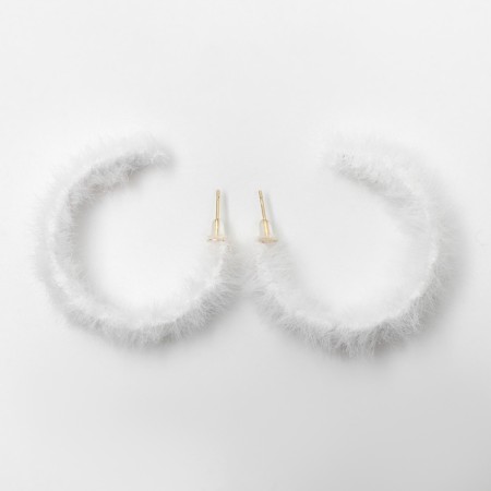 New Year! Roaling earrings "New Year" fluffy, white color in gold-1