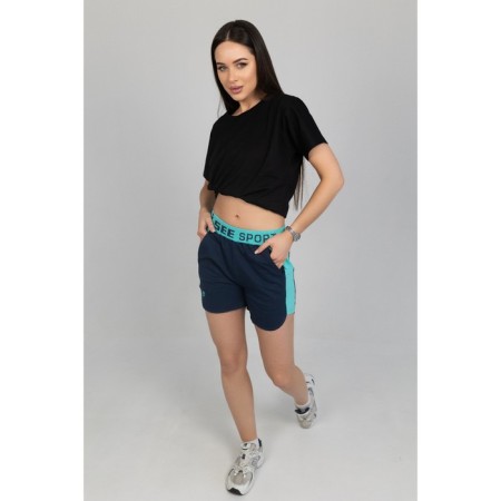 Women's shorts, size 46, dark blue color, turquoise-1