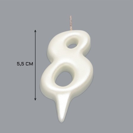 Candle for Cake "Oval" Number "8", large, pearl, 5.5 cm-2