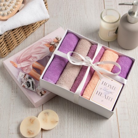 Set of terry napkins "Sweet Home" 30x30 cm -5pcs, 100% HL, 340g/m2