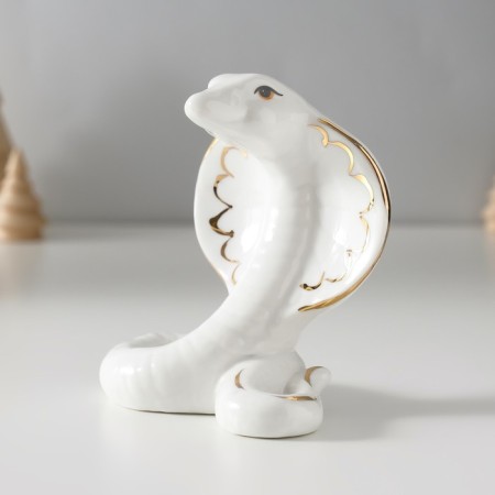 Souvenir ceramics "magnificent cobra" white with gold 5.5x10x9.5 cm-1
