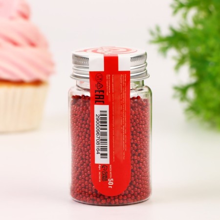Sprinking confectionery "Red Beads" Easter, 2 mm, 50 g-2