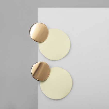 Earrings Metal "Lady" two circles, milk color in gold-1