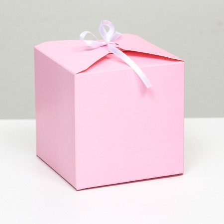 The box is folding, square, pink, 12 x 12 x 12 cm,