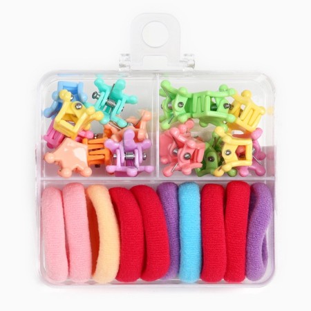 Gift set, hair gum 10 pcs, hairpin crab 10 pcs, princesses-2