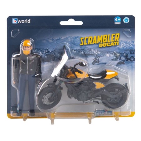 SCRAMBLER DUCATI motorcycle yellow, with a motorcyclist-2