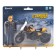 SCRAMBLER DUCATI motorcycle yellow, with a motorcyclist