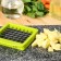 Vegetable engine - Shinkovka with interchangeable nozzles and a shares container, 6 nozzles, 14 × 12.5 × 38.1 cm, white, green color