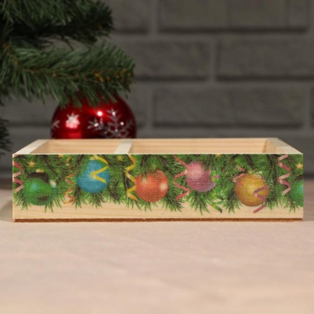Cashpot box Gift "New Year's balls", 2 departments, 25.5 × 20 × 5 cm-2