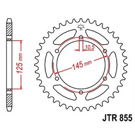 The rear star, driven, JTR855 for a steel motorcycle, chain 520, 46 teeth