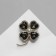 Brooch "Flower" clover with pearls, the color is gray-white in gold