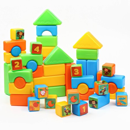 A set of colored cubes, "Cheburashka", 60 elements, 4x4 cm-2