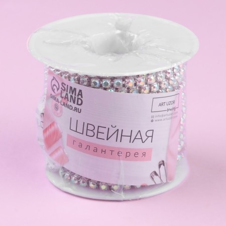 Chain with rhinestones, with holography, metal, glass, 3.5 mm, 9 ± 1 m, silver color-4